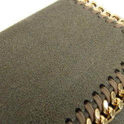 Stella McCartney Tri-fold Wallet Falabella 431000 Khaki Brown Polyester Compact Chain Women's