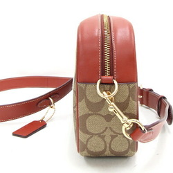 Coach Shoulder Bag PEANUTS Collaboration Jamie Camera CF304 Beige Brown PVC Leather Pochette Snoopy Women's COACH