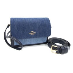 Coach Bag Luxury Mix Denim Washed Canvas Foldover Belt C3325 Blue Navy Leather Shoulder Hip Waist Pouch Women's COACH