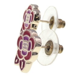 Chanel earrings camellia coco mark silver red metal 05P 2005 model ladies CHANEL