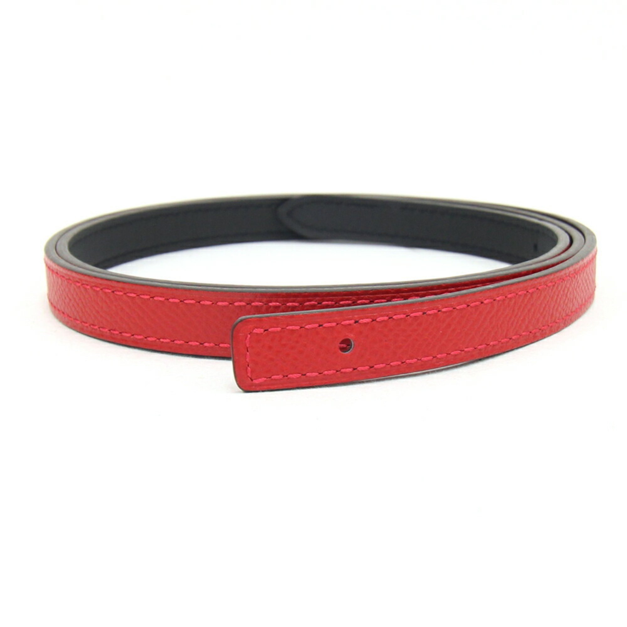 Hermes Replacement Belt Black Red Leather Size 85 C Stamp 2018 Made No Buckle Women's HERMES