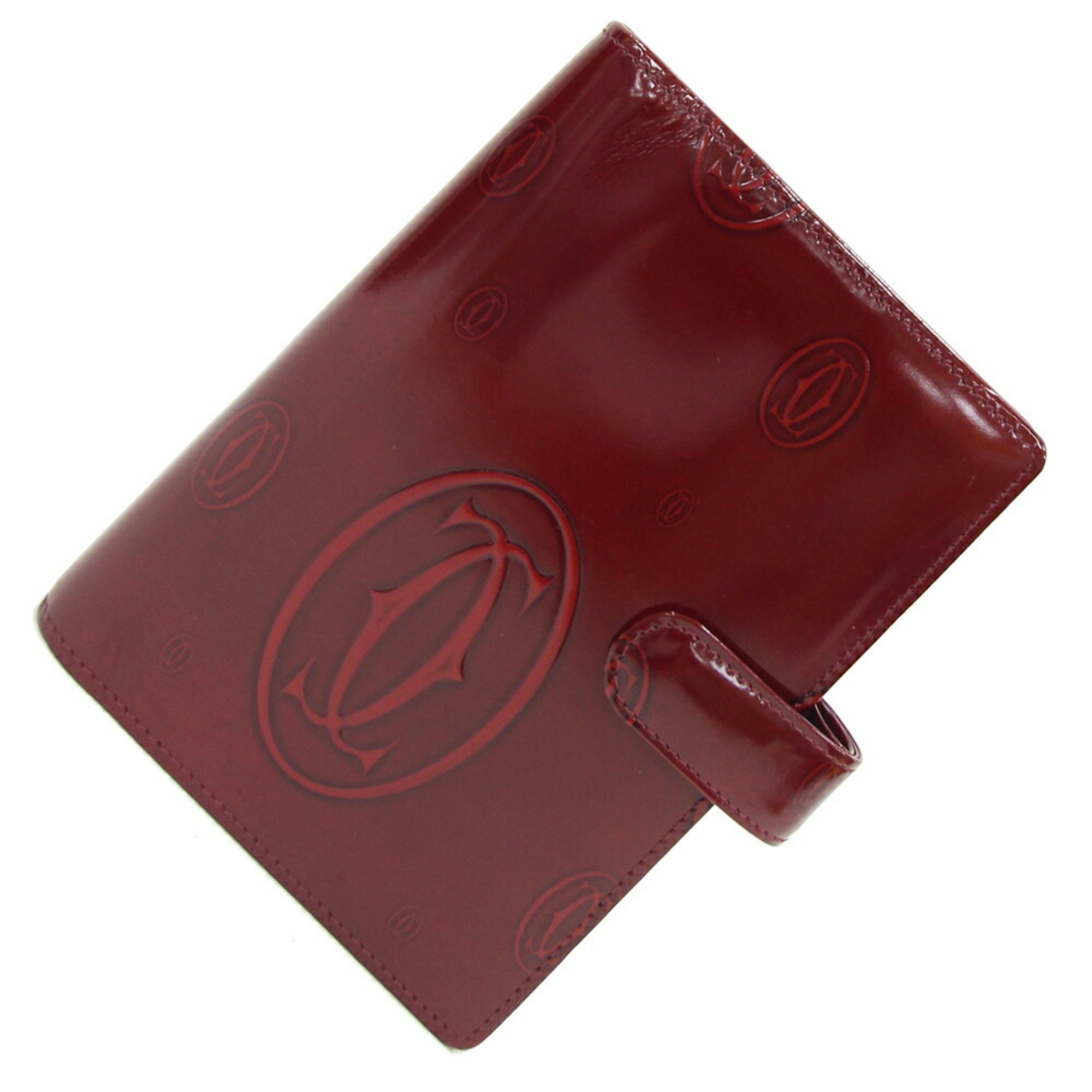 Cartier Notebook Cover Happy Birthday L3000905 Bordeaux Patent Leather Burgundy Women's Men's