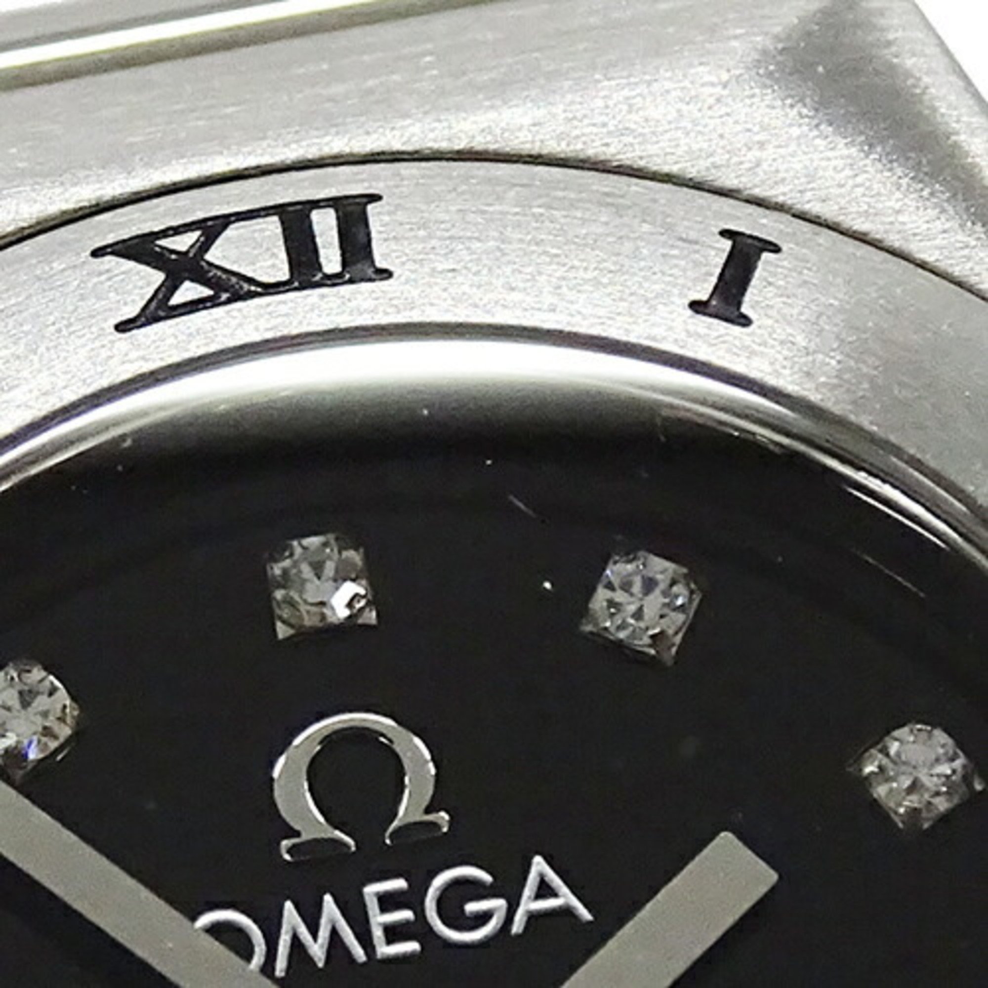 OMEGA Constellation 1562.56 Ladies Watch 12P Diamond Quartz Stainless Steel SS Silver Black Polished