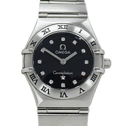 OMEGA Constellation 1562.56 Ladies Watch 12P Diamond Quartz Stainless Steel SS Silver Black Polished