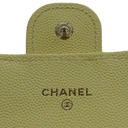 CHANEL Wallet Matelasse Women's Long Caviar Skin Classic Flap Yellow AP0241 Coco Mark