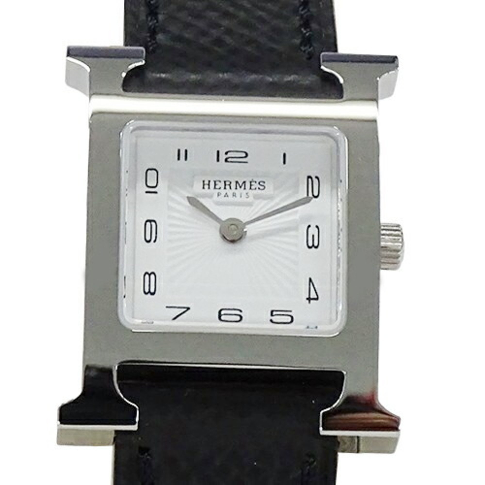 Hermes HERMES Wristwatch Women's H Watch Quartz Stainless Steel SS Leather HH1.201 Silver White Black