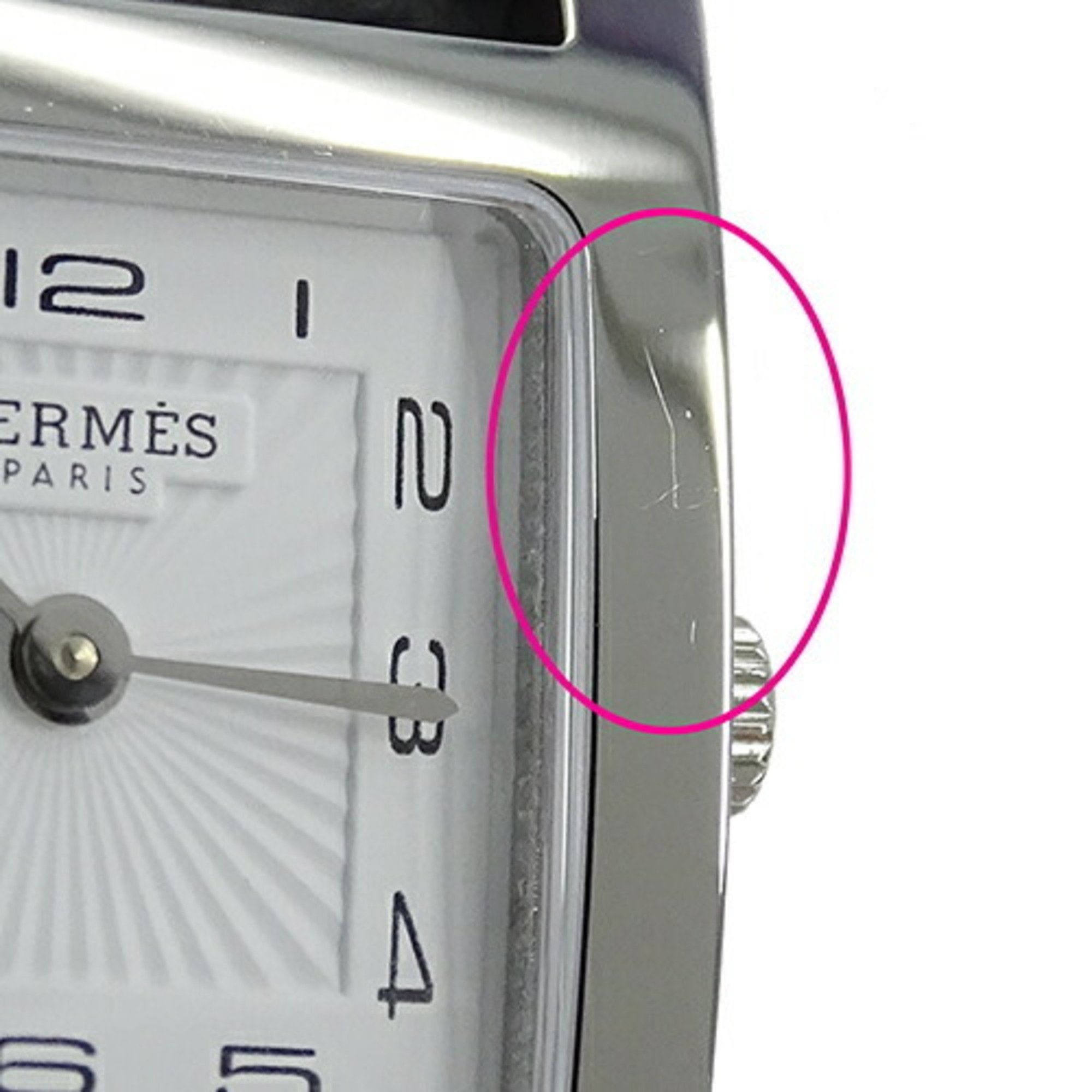 Hermes HERMES Wristwatch Women's H Watch Quartz Stainless Steel SS Leather HH1.201 Silver White Black