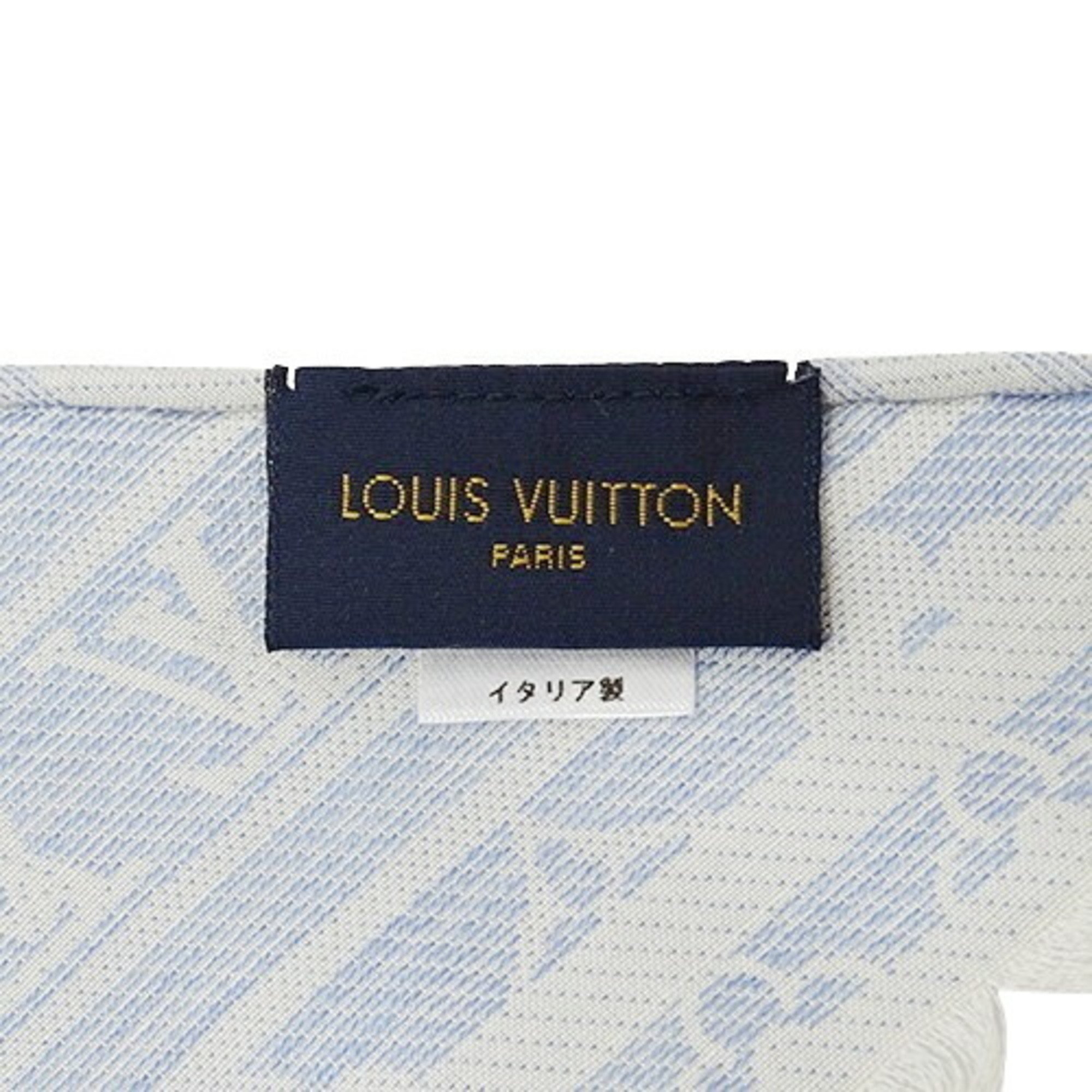 Louis Vuitton LOUIS VUITTON Stole Shawl Women's Desert Monogram Pool Silk Blue Gradient M76803 Large Size