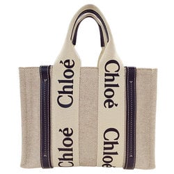 Chloé Chloe Bags for Women and Men, Handbags, Canvas, Woody Small Tote, Ivory, Navy, S385E66V91J, Outing