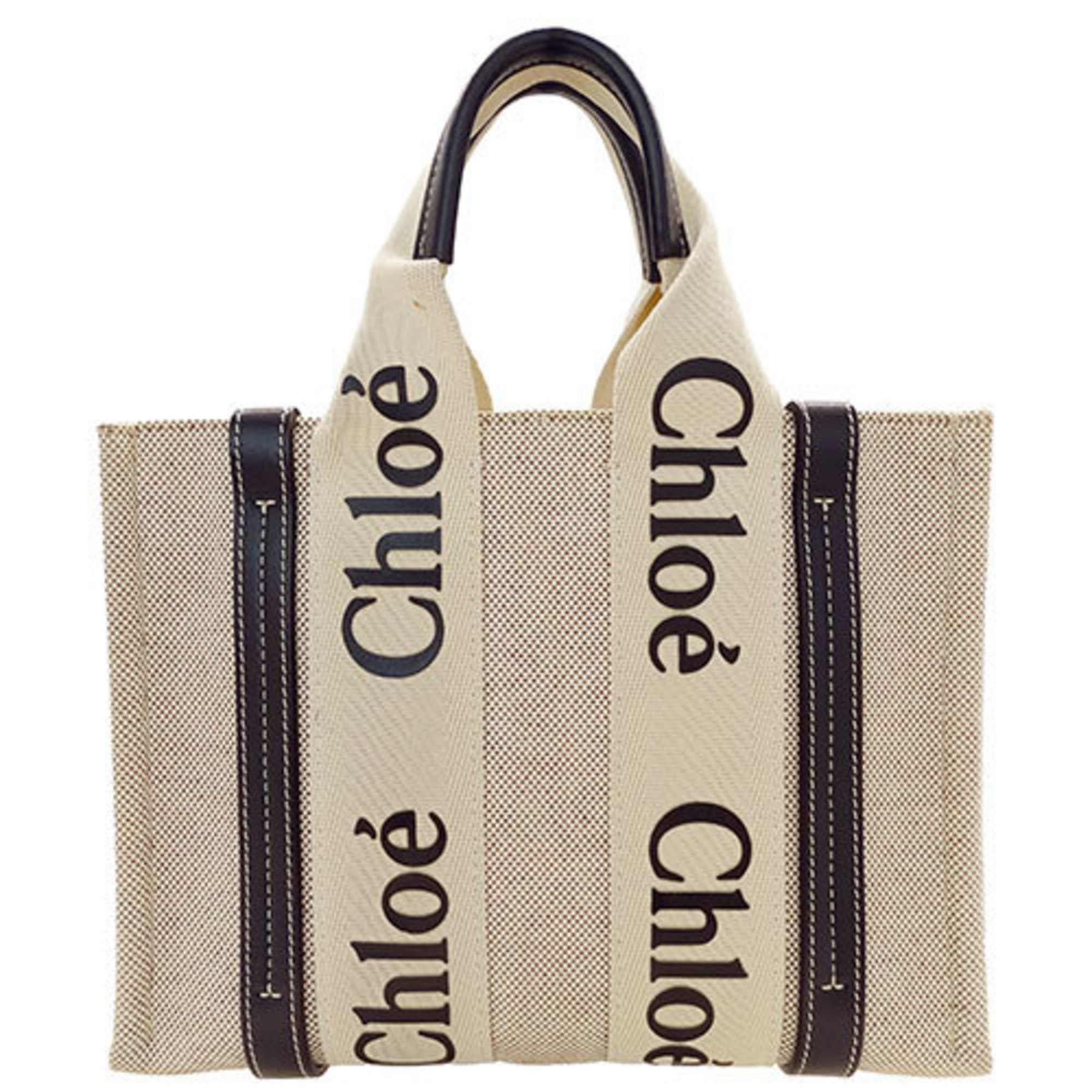 Chloé Chloe Bags for Women and Men, Handbags, Canvas, Woody Small Tote, Ivory, Navy, S385E66V91J, Outing