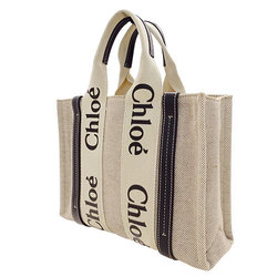 Chloé Chloe Bags for Women and Men, Handbags, Canvas, Woody Small Tote, Ivory, Navy, S385E66V91J, Outing