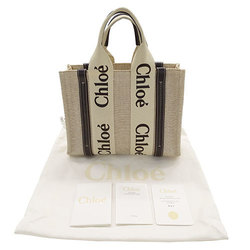 Chloé Chloe Bags for Women and Men, Handbags, Canvas, Woody Small Tote, Ivory, Navy, S385E66V91J, Outing