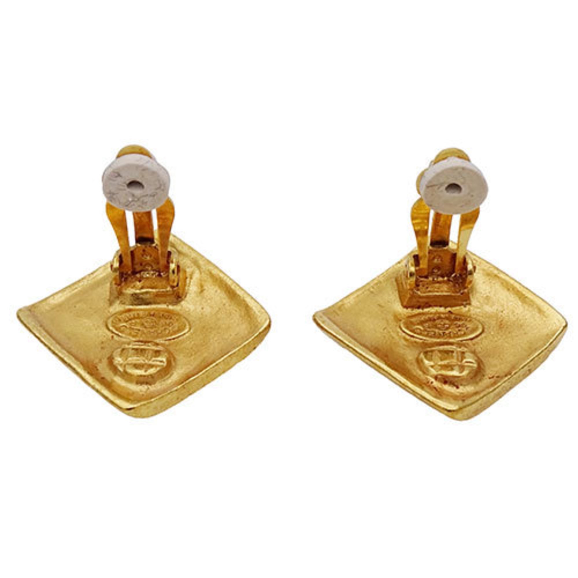 CHANEL Earrings for Women, Gold, Coco Mark, Diamond Shape