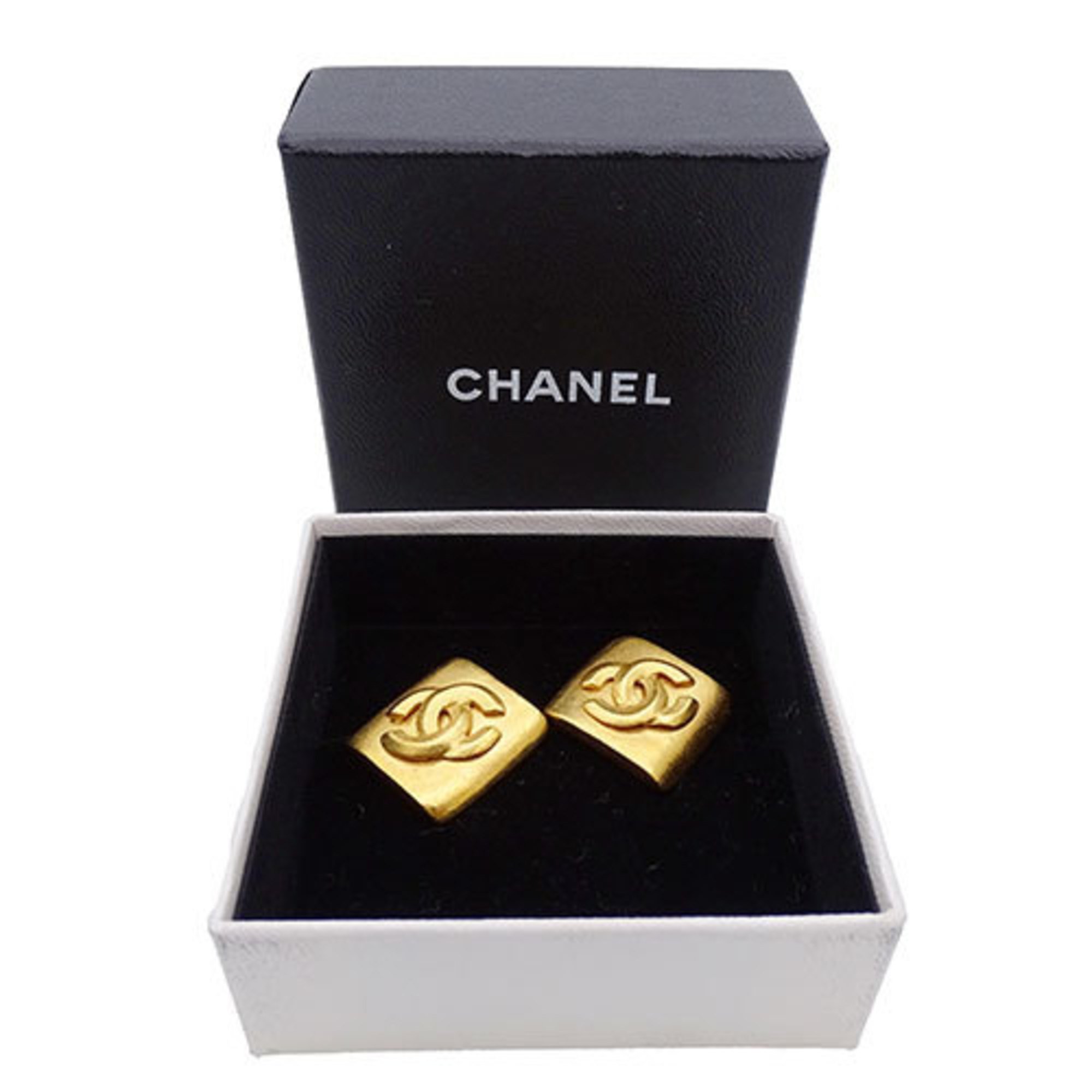 CHANEL Earrings for Women, Gold, Coco Mark, Diamond Shape