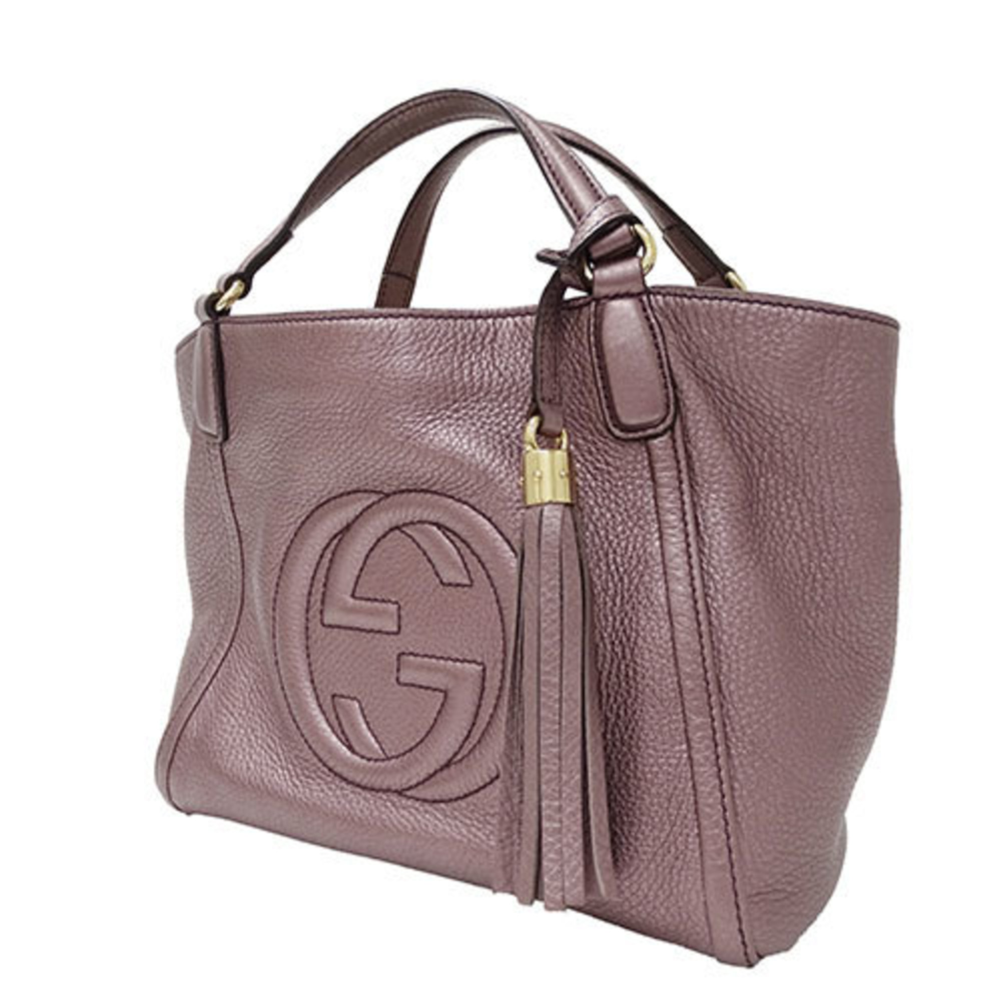 GUCCI Bag Women's Handbag Shoulder 2way Leather Soho Metallic Purple 336751