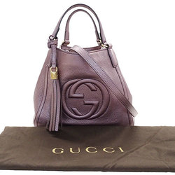 GUCCI Bag Women's Handbag Shoulder 2way Leather Soho Metallic Purple 336751