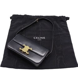 CELINE Women's Shoulder Bag Leather Triomphe Black