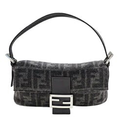 FENDI Bag Women's Zucca Handbag Wool Leather Mamma Bucket Grey Black