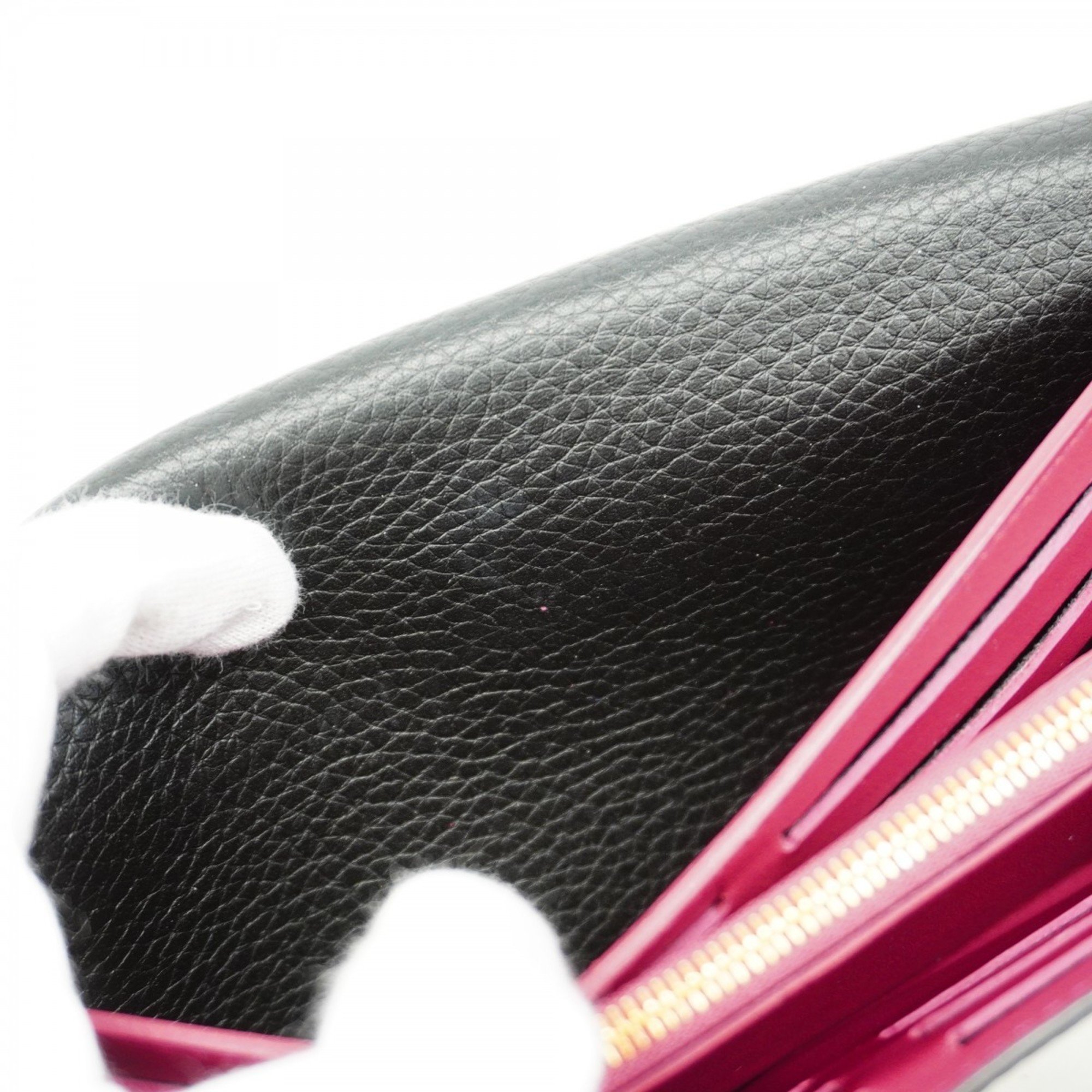 Louis Vuitton Long Wallet Taurillon Portefeuille Capucines M61248 Noir Ladies