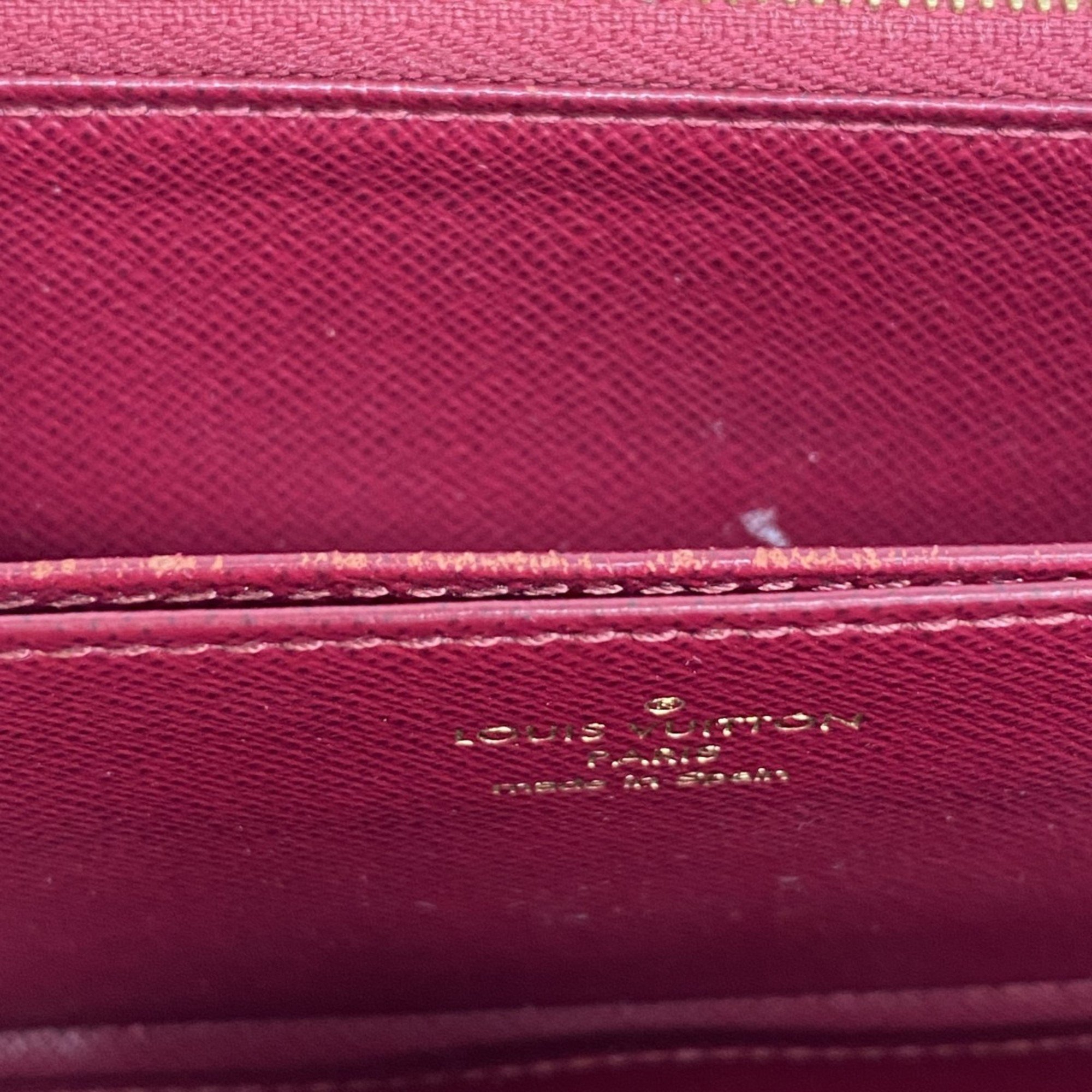 Louis Vuitton Long Wallet Monogram Zippy M41895 Brown Fuchsia Women's