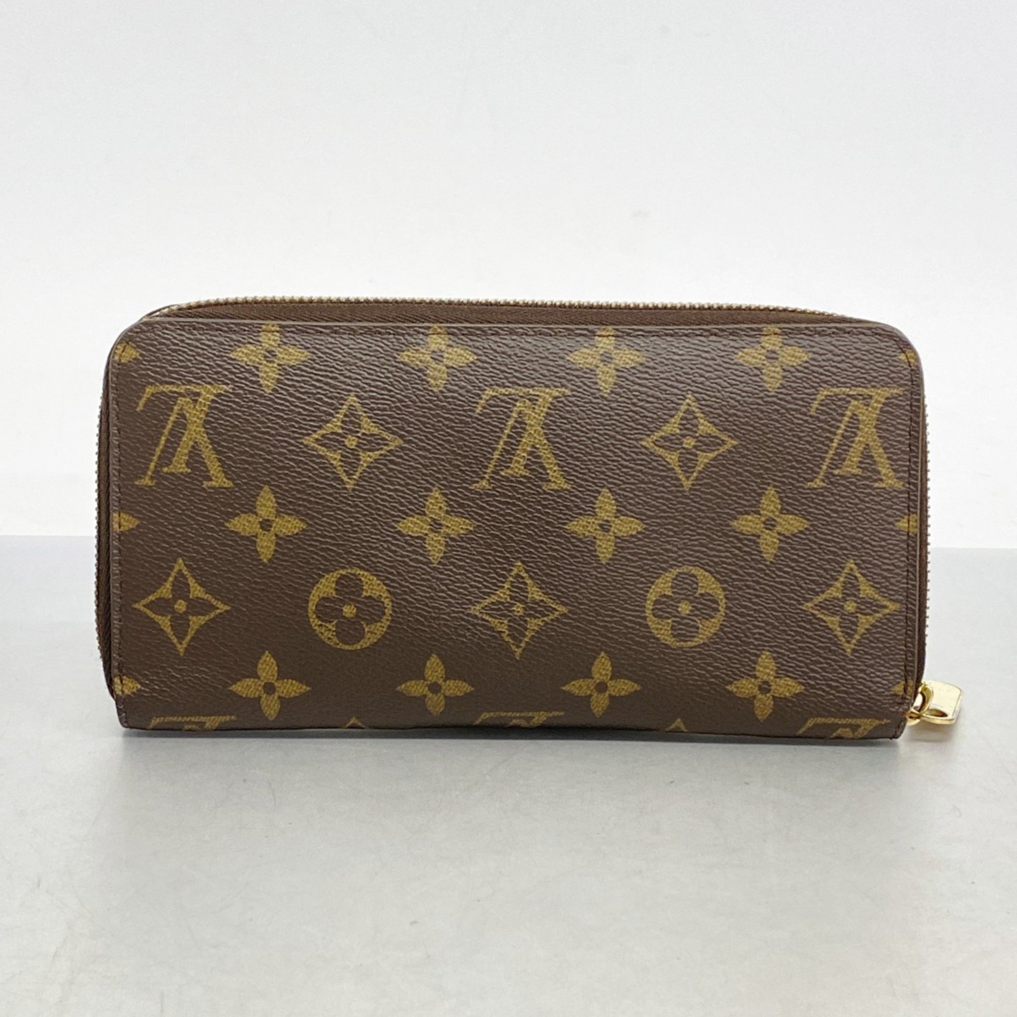 Louis Vuitton Long Wallet Monogram Zippy M41895 Brown Fuchsia Women's