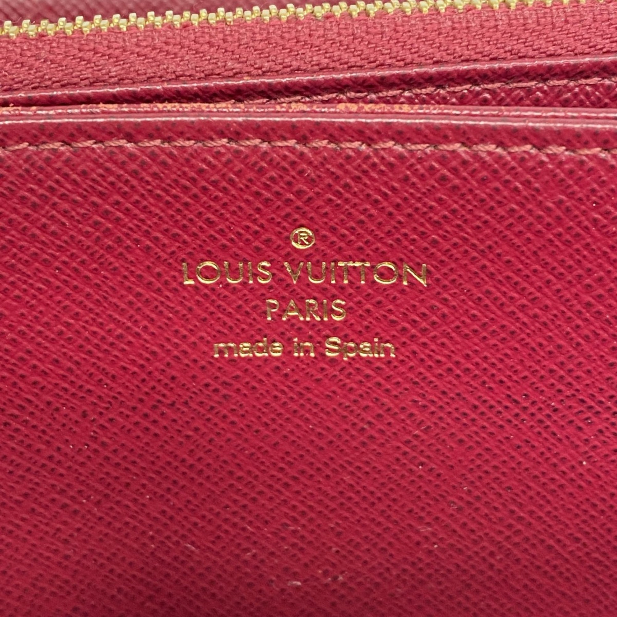 Louis Vuitton Long Wallet Monogram Zippy M41895 Brown Fuchsia Women's