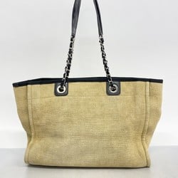 Chanel Tote Bag Deauville Canvas Beige Women's