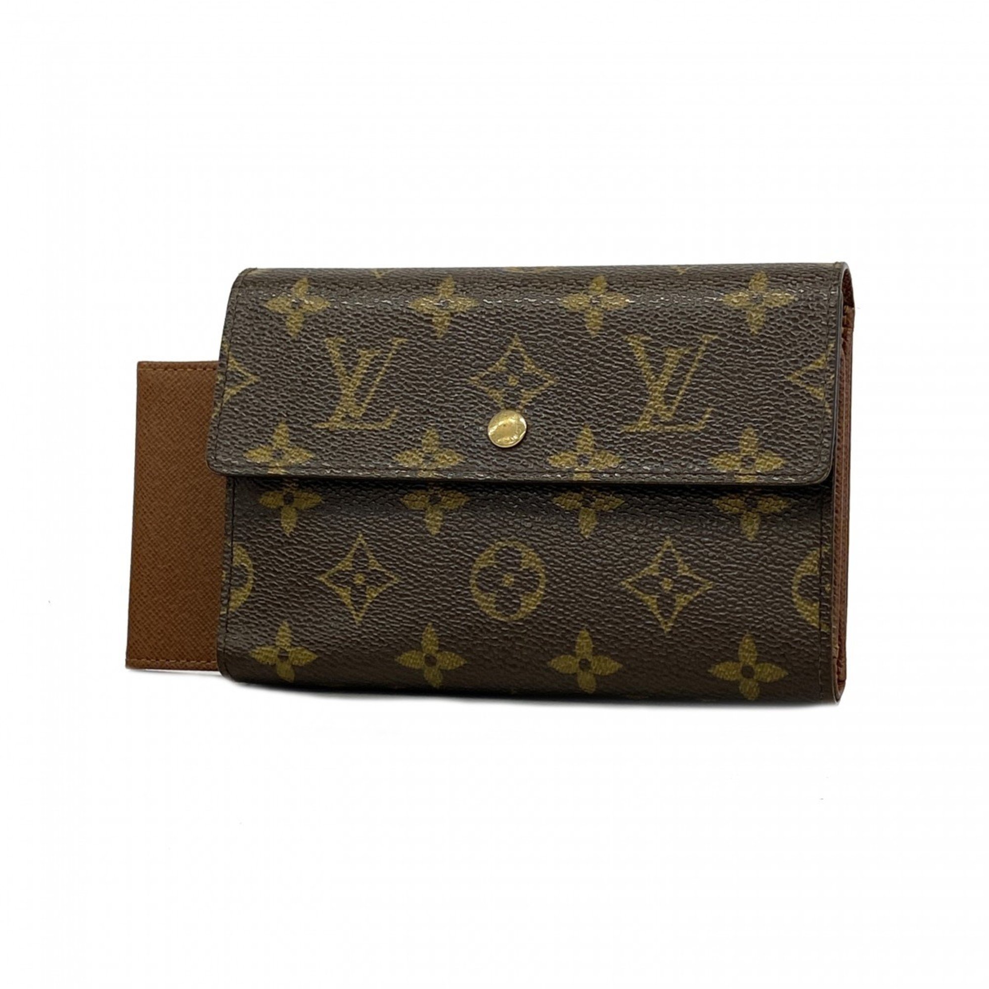 Louis Vuitton Tri-fold Wallet Monogram Porte Tresor Etui Papier M61202 Brown Men's Women's