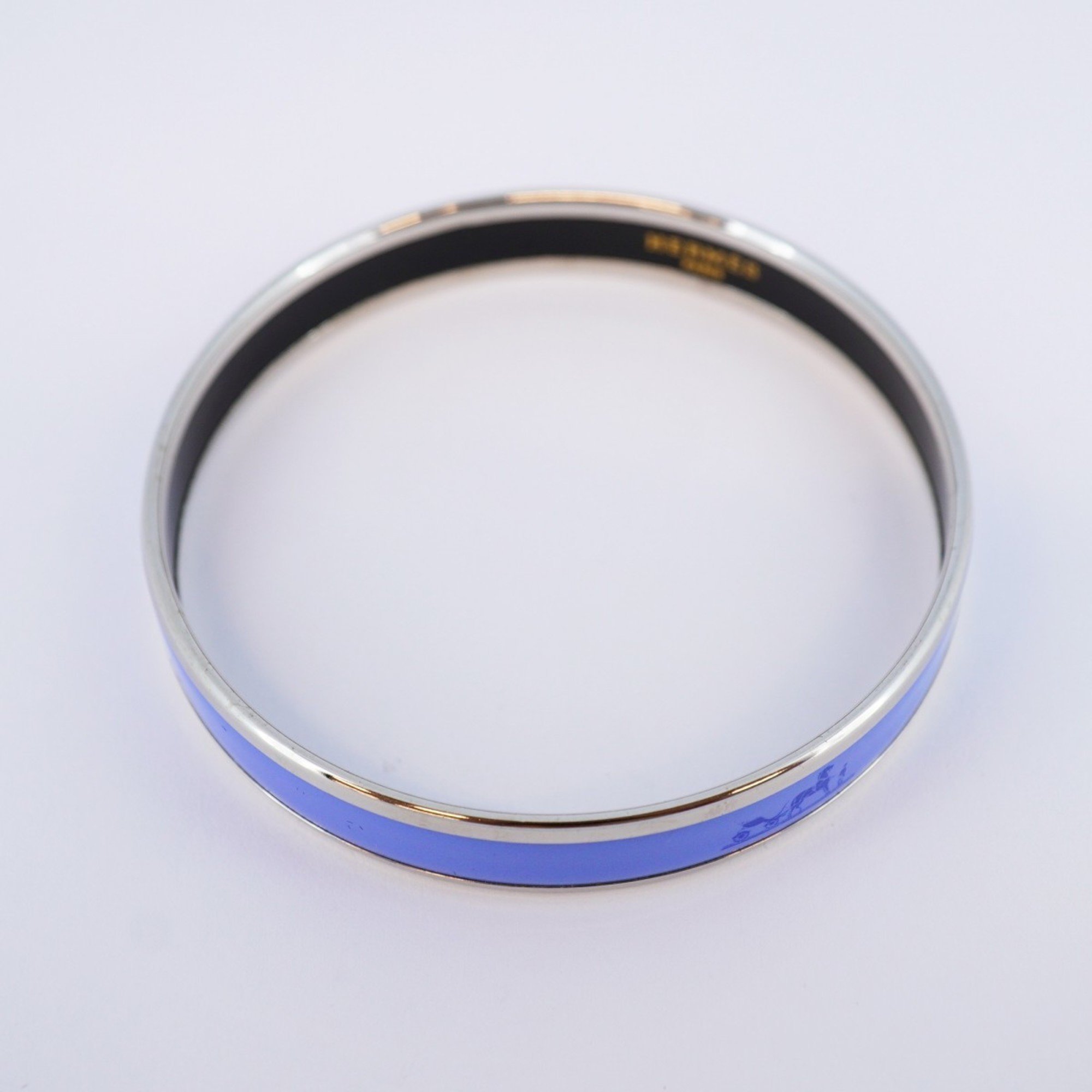 Hermes Bangle, Enamel PM, Metal, Cloisonne, Silver, Blue, Women's