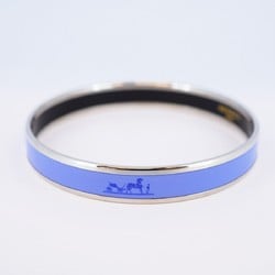 Hermes Bangle, Enamel PM, Metal, Cloisonne, Silver, Blue, Women's