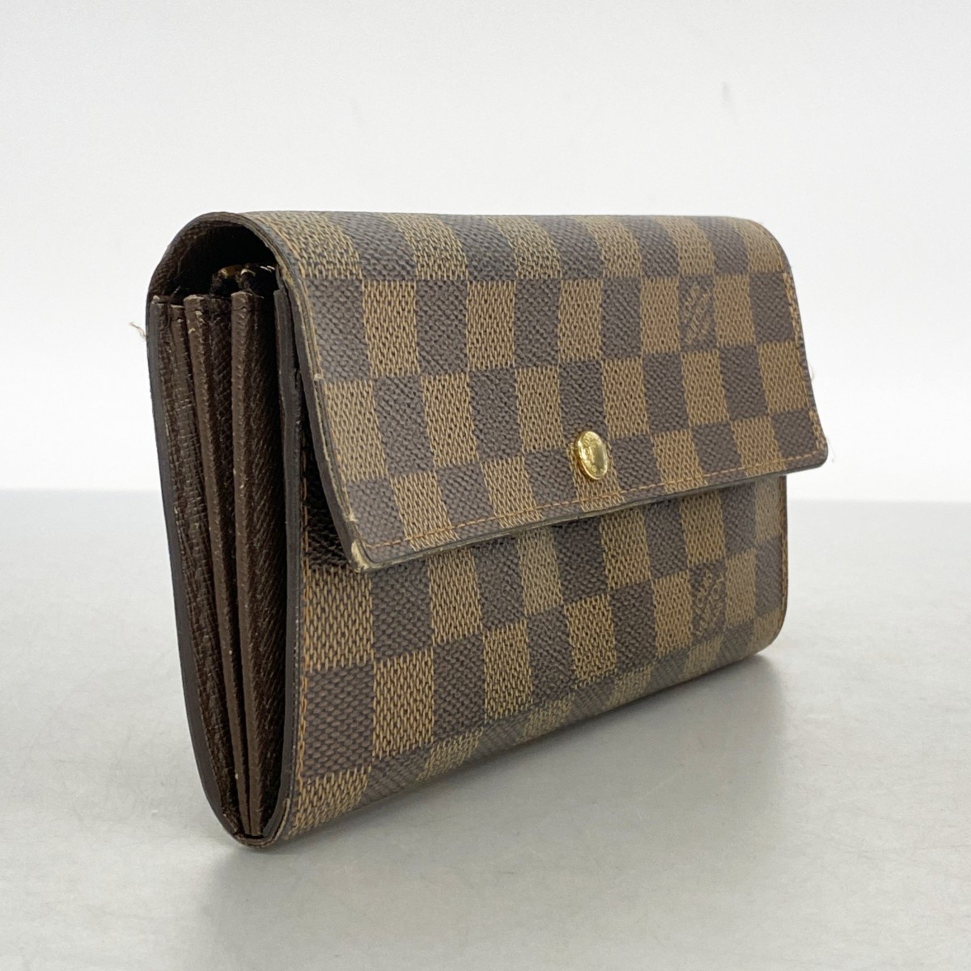 Louis Vuitton Long Wallet Damier Pochette Porto Monnaie Credit N61724 Ebene Ladies