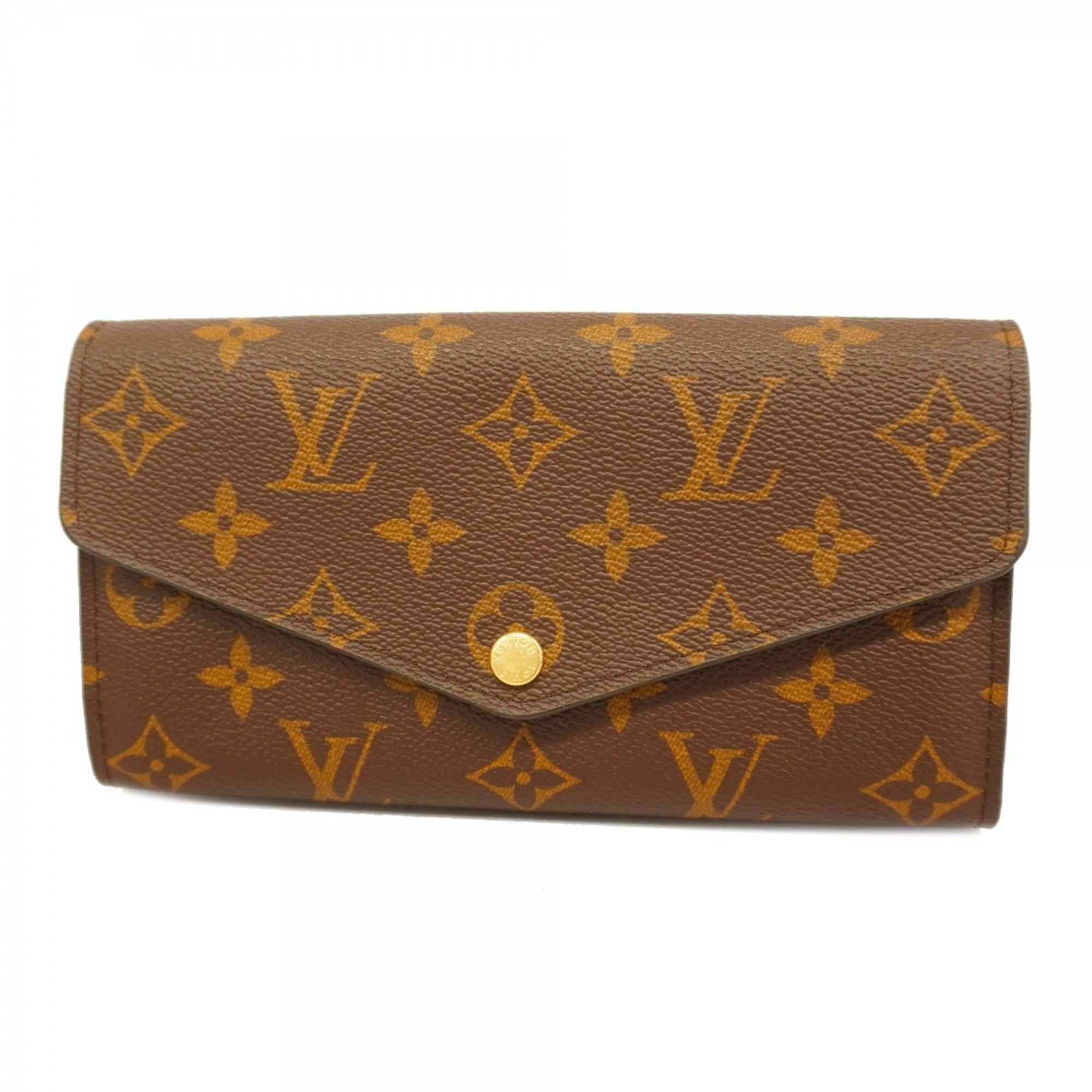 Louis Vuitton Long Wallet Monogram Portefeuille Sarah M62236 Brown Coquelicot Ladies