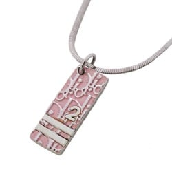 Christian Dior Necklace Trotter Plate Metal Silver Pink Ladies