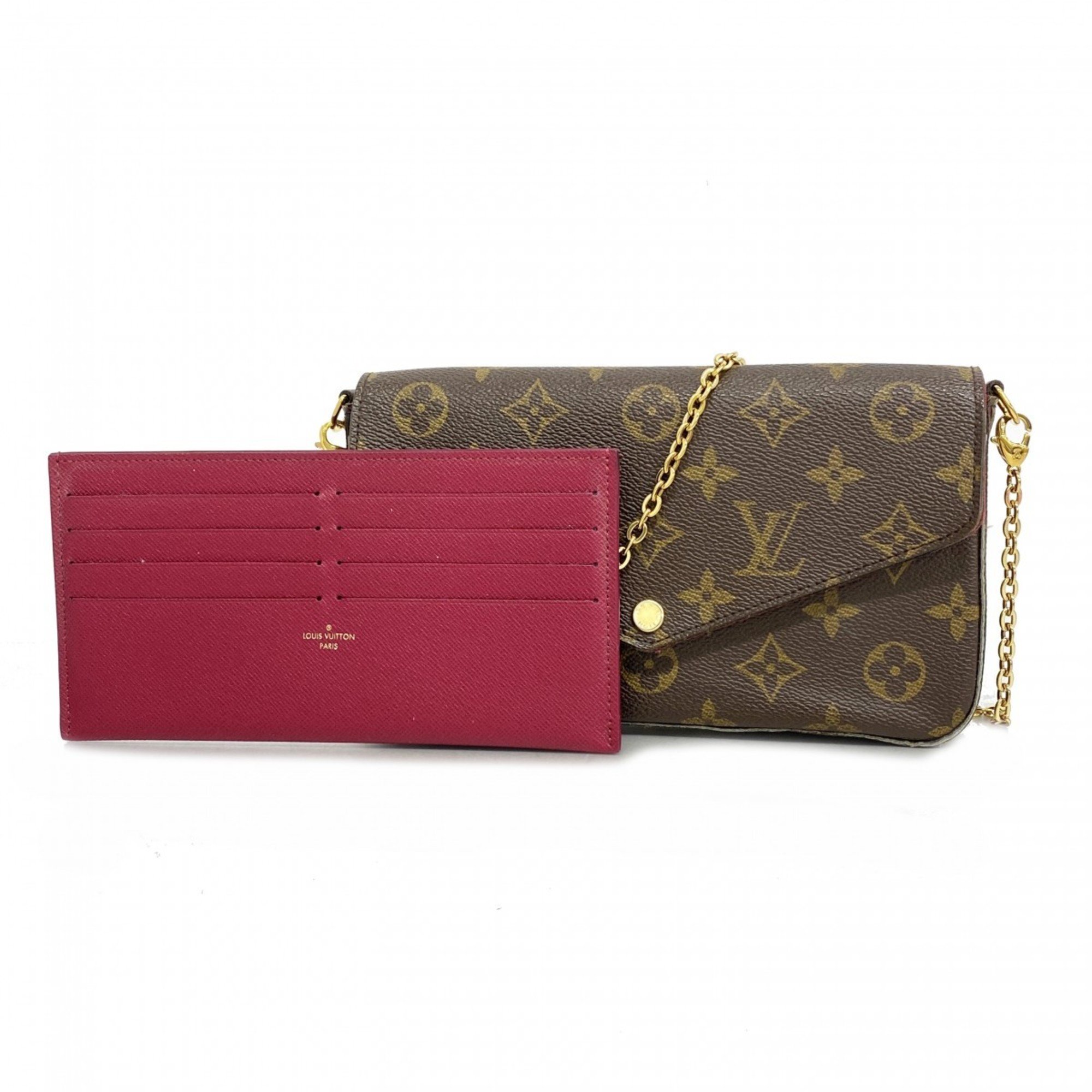 Louis Vuitton Shoulder Wallet Monogram Pochette Felicie M81896 Brown Ladies