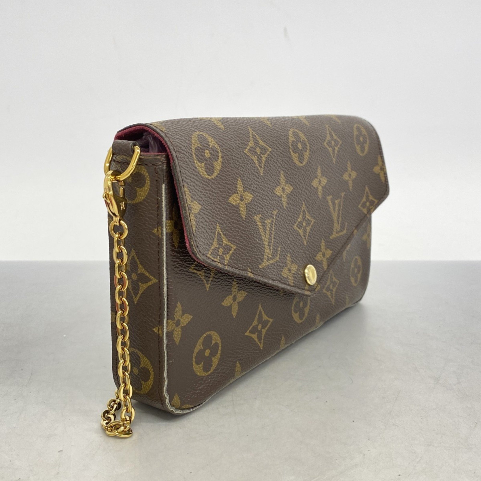 Louis Vuitton Shoulder Wallet Monogram Pochette Felicie M81896 Brown Ladies