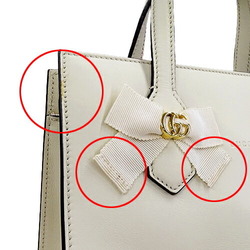 GUCCI Bag Women's Handbag Shoulder 2way GG Ribbon Leather White 443089