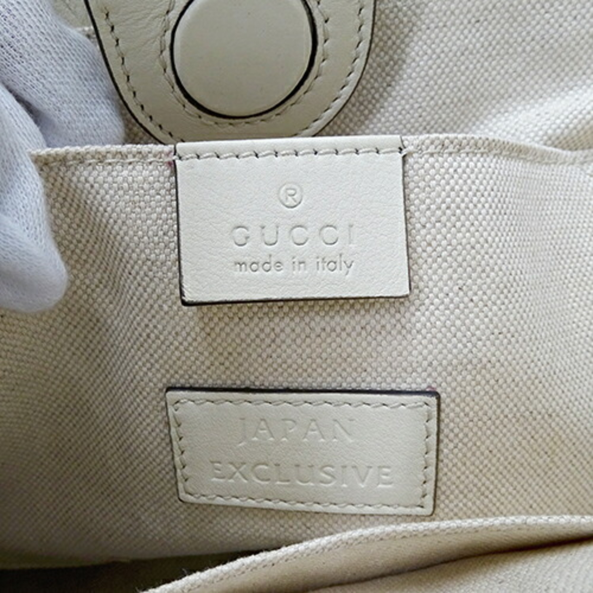 GUCCI Bag Women's Handbag Shoulder 2way GG Ribbon Leather White 443089