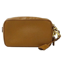 PRADA Women's Shoulder Bag Saffiano Brown Camel BT1010 Compact