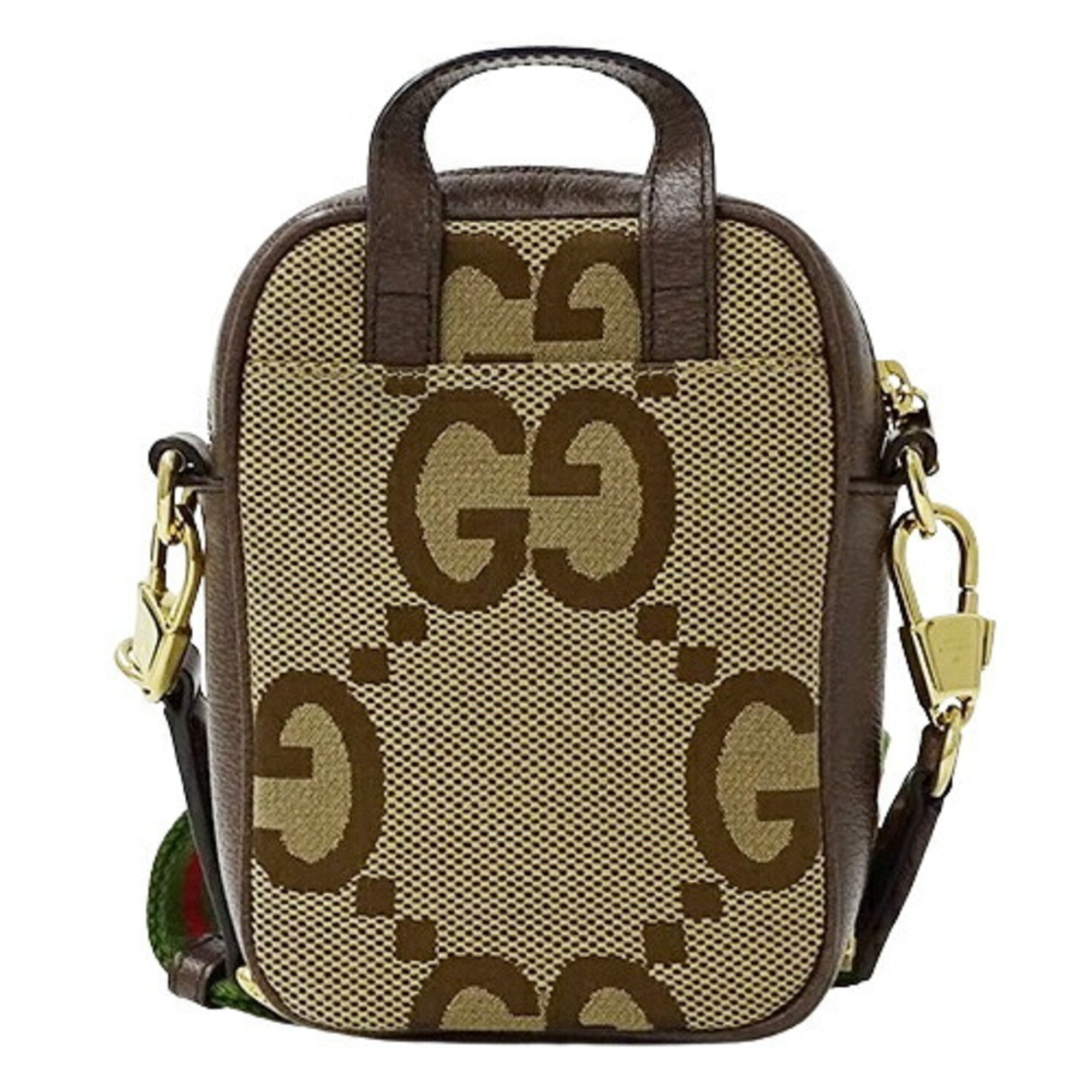 GUCCI Bag Women's Shoulder Jumbo GG Canvas Brown Beige 696072 Compact