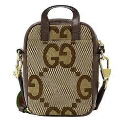 GUCCI Bag Women's Shoulder Jumbo GG Canvas Brown Beige 696072 Compact