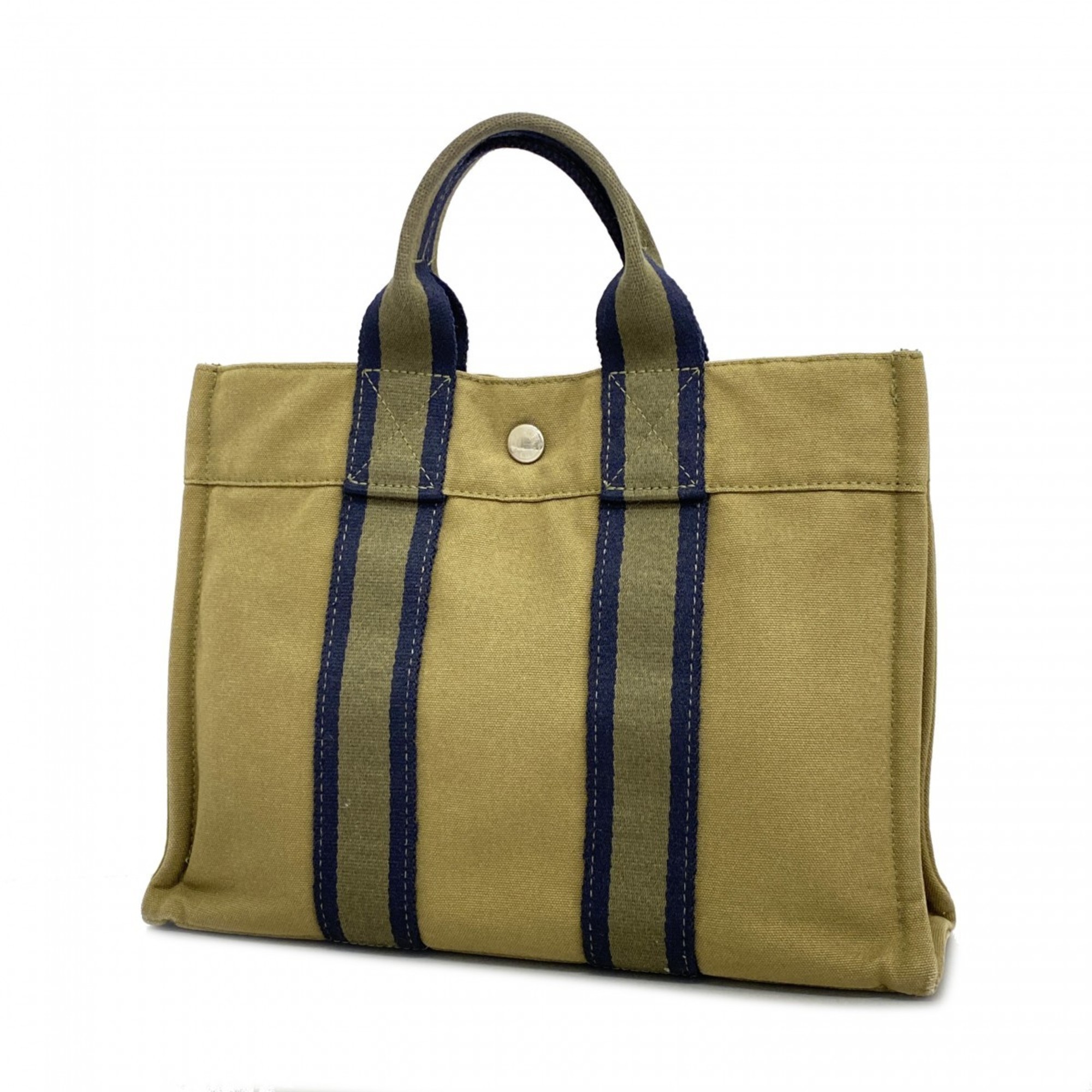 Hermes Tote Bag Foult PM Canvas Green Women's