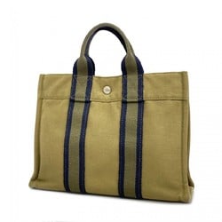 Hermes Tote Bag Foult PM Canvas Green Women's