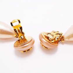 Chanel Earrings Coco Mark Circle Fake Pearl GP Plated Gold Ladies