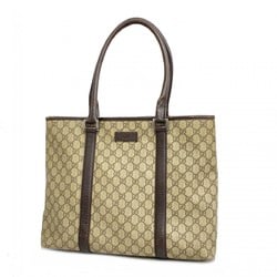 Gucci Tote Bag GG Supreme 114288 Leather Brown Women's