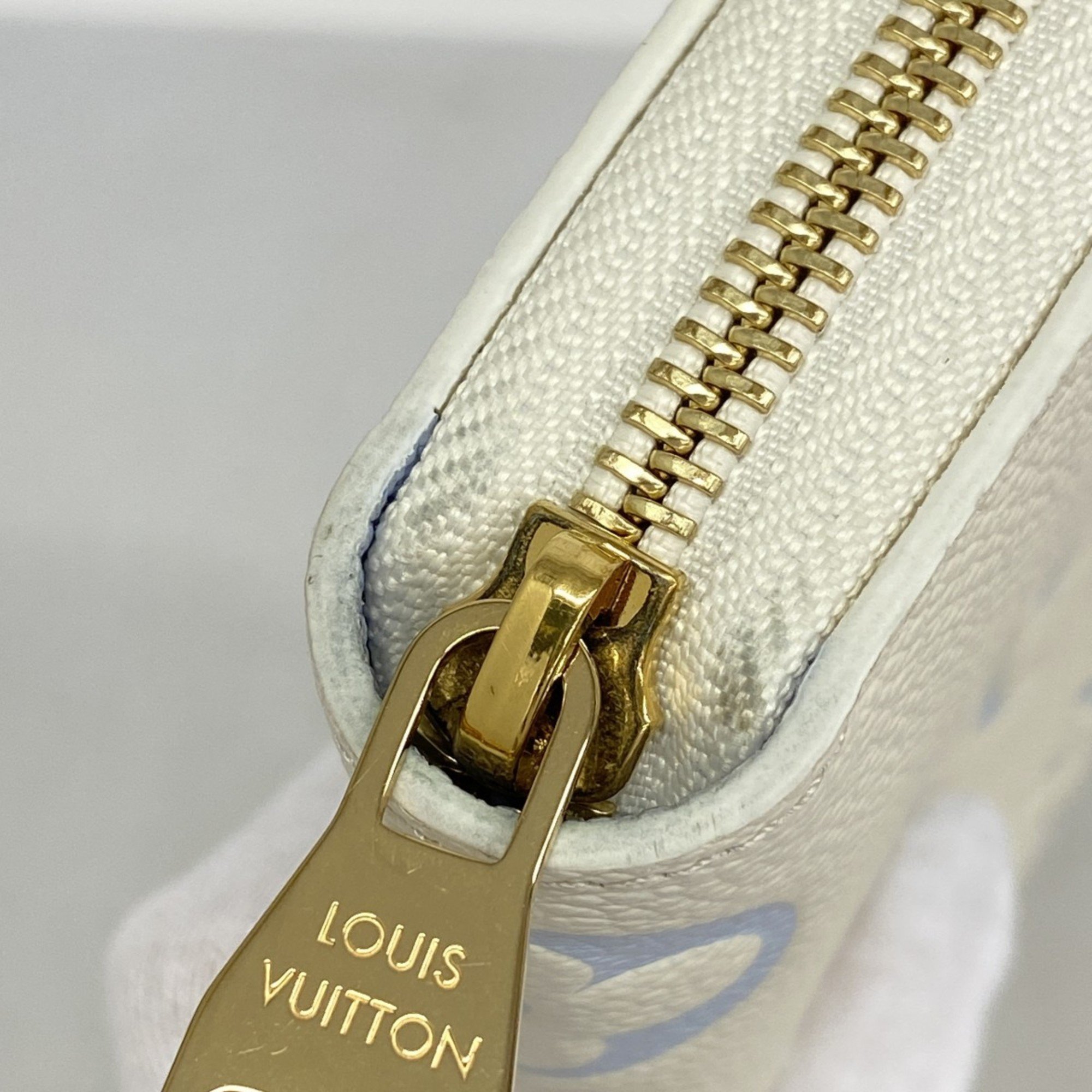 Louis Vuitton Long Wallet Monogram Empreinte Zippy M83308 Latte White Candy Blue Ladies