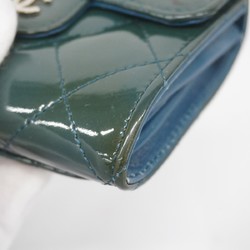 Chanel Wallet/Coin Case Matelasse Patent Leather Green Women's