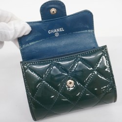 Chanel Wallet/Coin Case Matelasse Patent Leather Green Women's