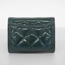 Chanel Wallet/Coin Case Matelasse Patent Leather Green Women's