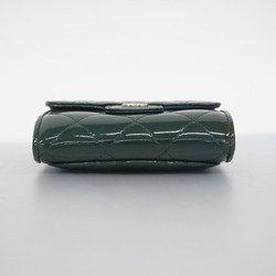 Chanel Wallet/Coin Case Matelasse Patent Leather Green Women's