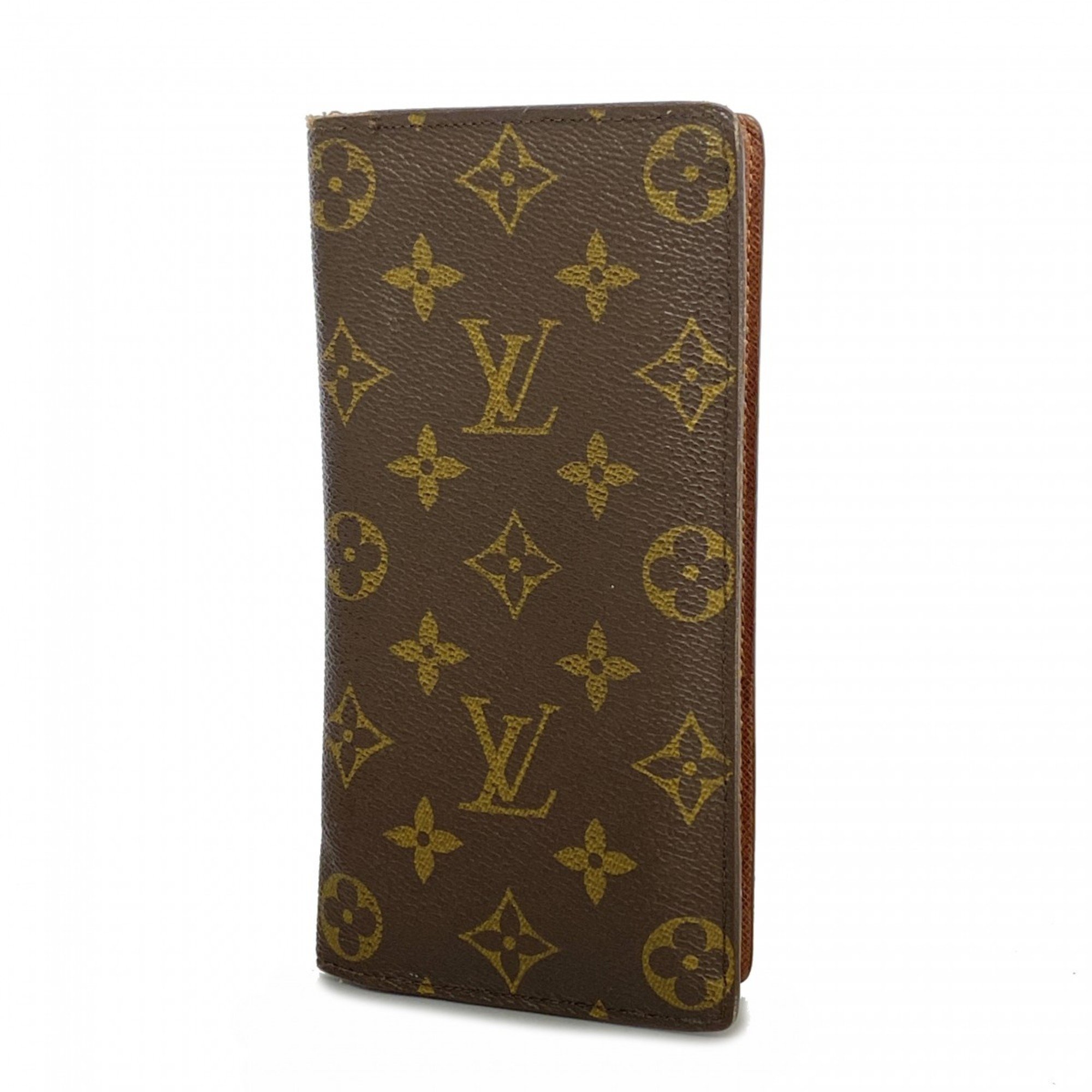 Louis Vuitton Long Wallet Monogram Portefeuille Brazza M66540 Brown Men's